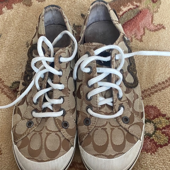 Coach Shoes - Coach Brown Patterned Sneakers with White Laces 8 1/2 b